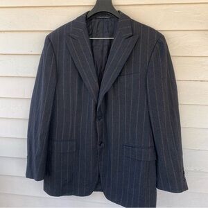 MENS CANALI Cashmere Wool Suit Coat Jacket Blazer Subtle Wide Pinstripes U.S 42R